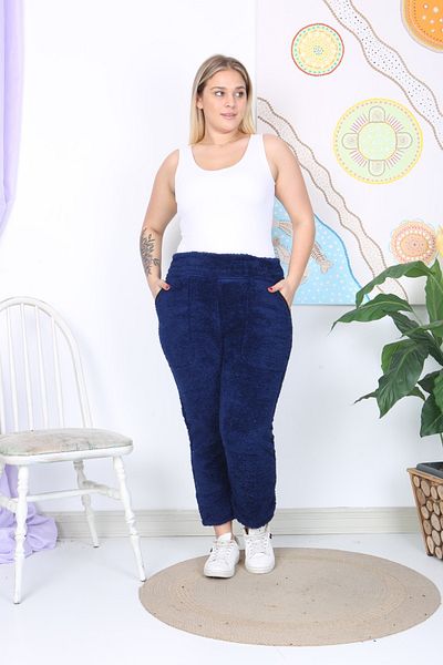 xlargebutik PLUS SIZE CLOTHING PLUSH FLEECE WARM FULL FLEXIBLE HIGH WAIST PANTS