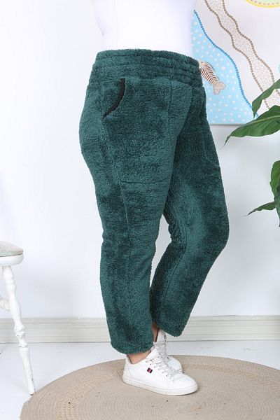 xlargebutik PLUS SIZE CLOTHING EMERALD GREEN PLUSH FLEECE TROUSERS WARM FULLY FLEXIBLE COMFORTABLE