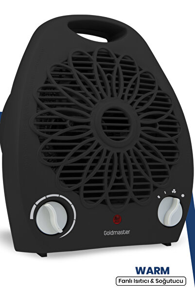 GOLDMASTER Warm Siyah 2000 Watt Isıya Dayanıklı Sıcak,ılık,soğuk Devrilme Emniyetli Isıtıcı Fan