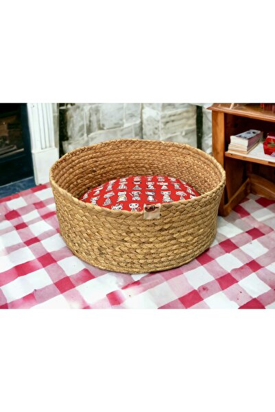 UNİCORNS sepetciliz Handmade Minderli Hasır Kedi Sepeti , Kedi Yatağı, Küçük ...