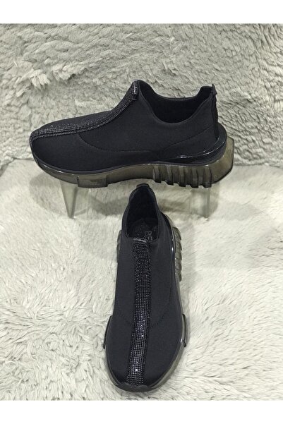 Metin Ayakkabı حذاء رياضي أسود من القماش اللامع بدون أربطة يمكن ارتداؤه في ال...