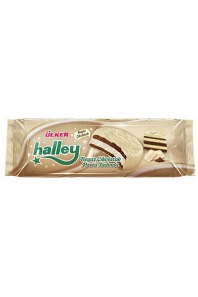 Ülker White Chocolate Covered Sandwich Biscuits - Ülker Halley 210g (5 Pcs)