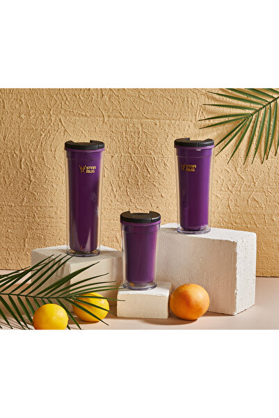 Star Termos كوب ستار 350 مل سلسلة غير شفافة - كوب أرجواني بطبقة مزدوجة - للنز...
