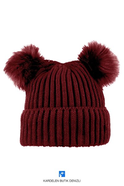 Kardelen Butik Denizli Висококачествена дамска шапка с две помпони