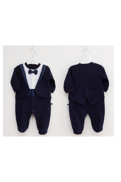 DIDuStore Baby Boy Romper with Stylish Tuxedo and Bow Tie