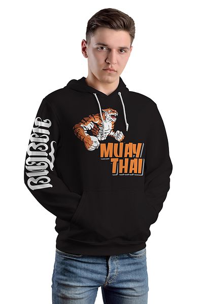 ACR Giyim Tekstil Forma Baskı Muaythai Printed Hoodie 3ip Μαύρη κουκούλα μεγάλου μεγέθους