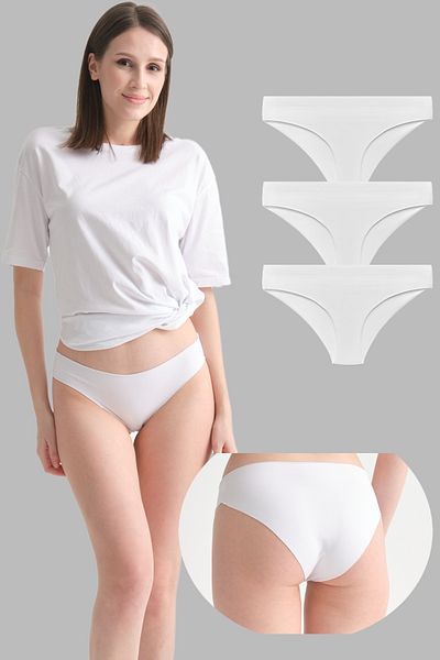 DeeAn Chiloți de bikini din bumbac, albi, tăiați cu laser, pachet de 3