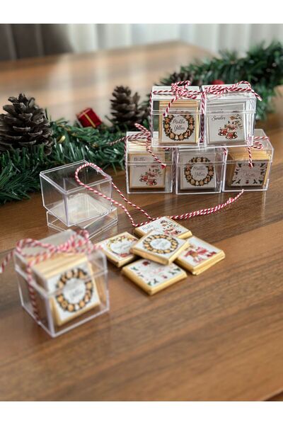Genel Markalar 10 Adet 5 Farklı Etiketli Yılbaşı Hediyesi Gold Gümüş Seçenekli Madlen Çikolata Yılbaşı Hediyelik