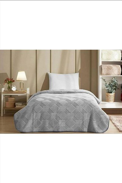 Özdilek Trendy Art Deco Dark Gray Single Blanket with Bag