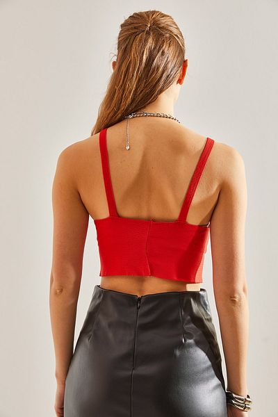 Bianco Lucci Crop-Bluse mit Trägern für Damen