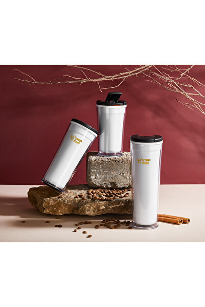 Star Termos كوب ستار 350 مل سلسلة غير شفافة - كوب أبيض مزدوج الطبقات - للنزهة...