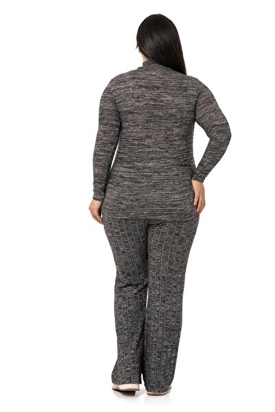 DISENTIS MODEST Large Size Half Fisherman Long Sleeve Knitwear Black Body