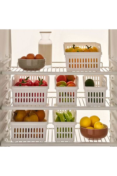 PONÇİK STORE 3 Pieces Refrigerator Organizer Vegetable Fruit Basket Kitchen Bathroom Under Counter Organizer
