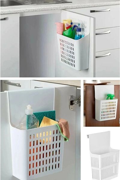 PONÇİK STORE 2 Pieces Hanging Closet Organizer Plastic Detergent Holder White Color