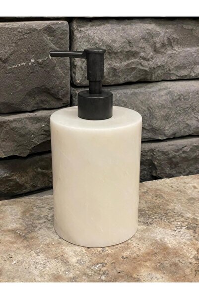 Polen Stone Dozator de săpun lichid model plat din marmură albă cu pompă neag...