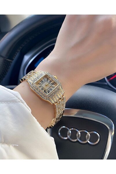 ÇENÇEN Vintage Model Full Taşlı Roma Rakamlı Çelik Kasa Çelik Kordon Kadın Ko...