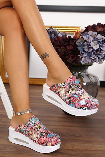 BLUMSABOTERLİK Shawl Patterned Women's Air Max Sabo Orthopedic and Anatomical Comfortable and Comfortable Slippers (at Home-Work-Everywhere)