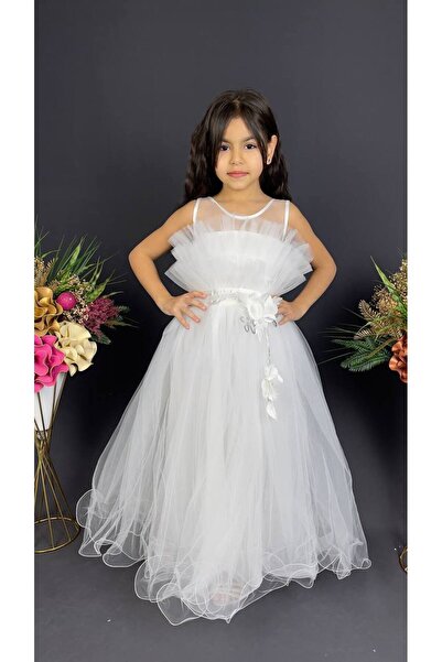 Bambi Kids Kız Çocuk Dantelli Katkat Çocuk Abiye 5-12 Yaş Arası