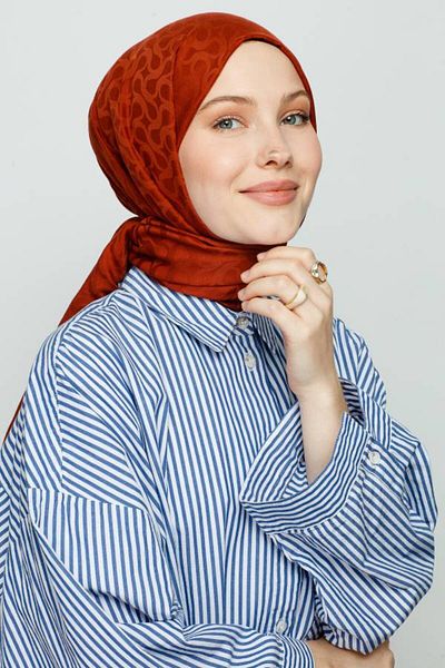 VALORSCARF Dark Brick Bloom Patterned Shawl