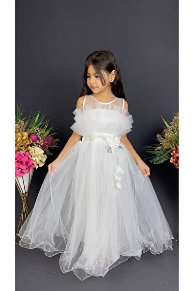 Bambi Kids Kız Çocuk Dantelli Katkat Çocuk Abiye 5-12 Yaş Arası