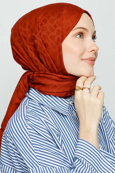 VALORSCARF Dark Brick Bloom Patterned Shawl