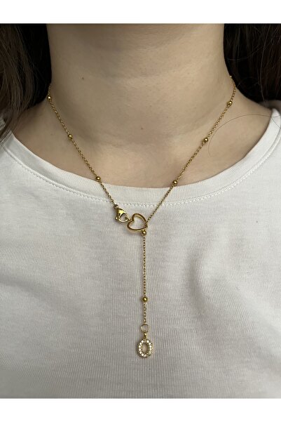 Alya Jewelry Çelik Kişiselleştirilebilir Harf Zirkon Kalp Kolye