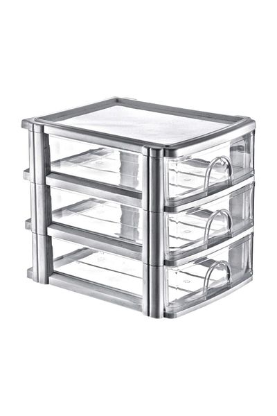 TUĞRA METAL CHEFF - Box with Drawers Large (a-4) - 3-Piece Multi-Purpose Organizer Shelf Organizer Drawer