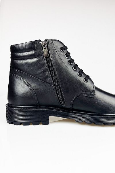 TRENDYSHOSE 2122 Γνήσιο δέρμα Μαύρο Ψυχρό, Αντιολισθητική σόλα από καουτσούκ, Ανδρικές χειμερινές μπότες με φερμουάρ