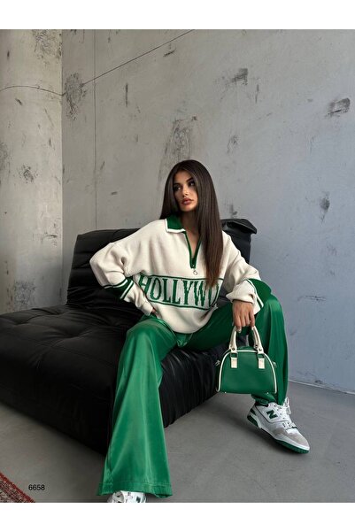Pafi Moda Pulover oversize cu fermoar pentru femei de înaltă calitate, verde