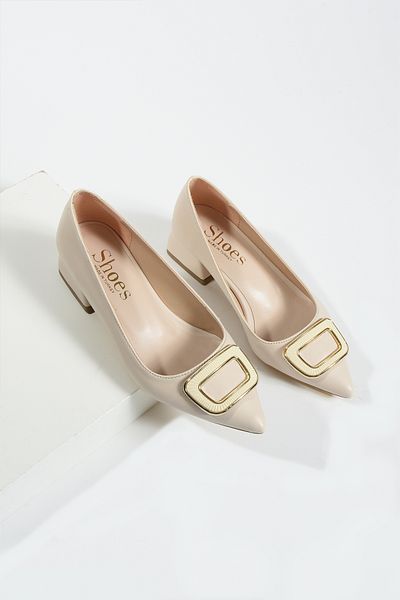 DUXAL SHOES Pantofi clasici cu toc bej cu cataramă