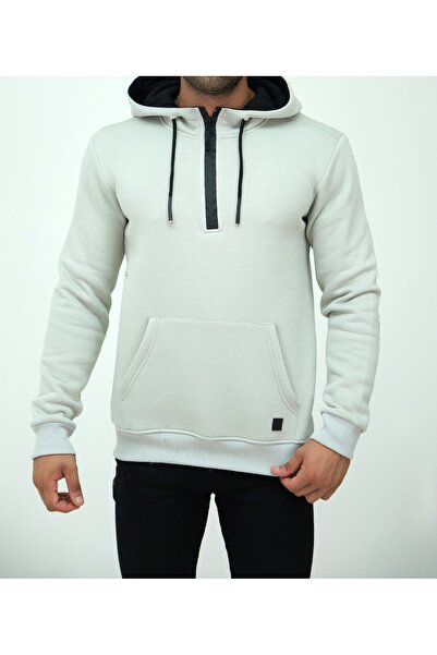 TROYLİFE Half Zipper Hooded Men's Sweatshirt