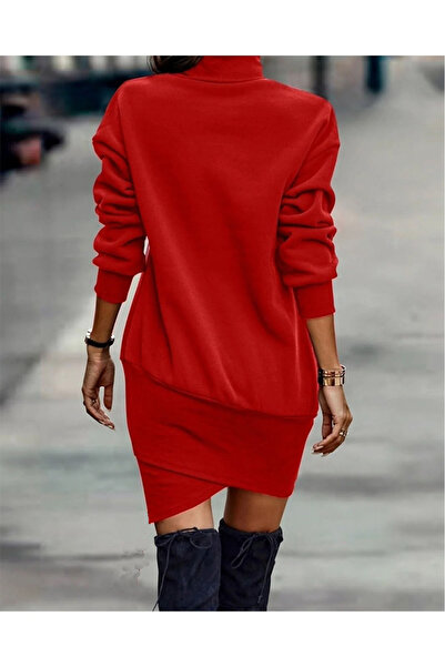 Ladyrosi Rochie roșie cu cruce în față cu design special