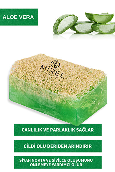 MİREL KOZMETİK Doğal Kabak Lifli Aloe Vera Sabunu - Kabak Lifli Sabun - Katkı...