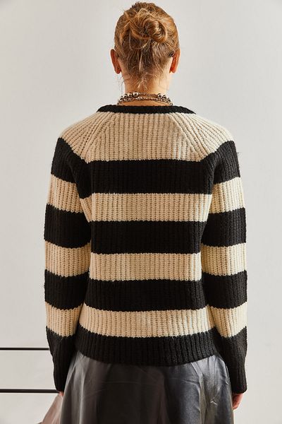 Bianco Lucci Cardigan cu nasturi cu dungi pentru damă