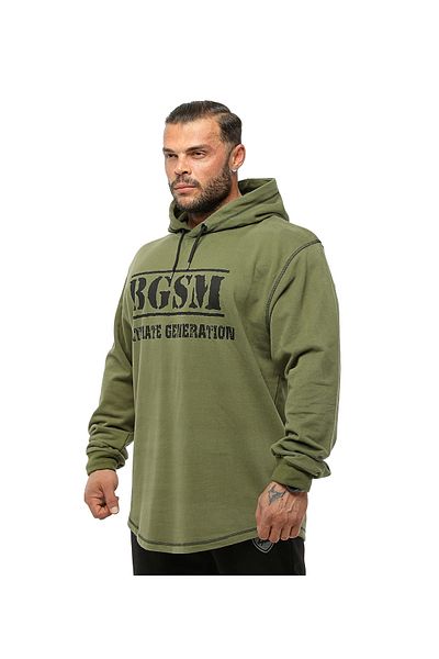 Big Sam Men's Sweatshirt Winter Oversize Hooded Khaki Fleece