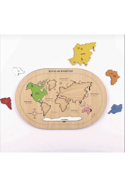 ESKA EVENTS Montessori Wooden Continents Map / 29 cm