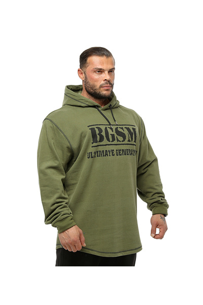Big Sam Men's Sweatshirt Winter Oversize Hooded Khaki Fleece