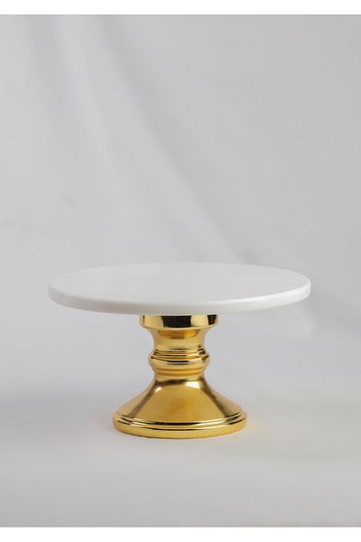 MERALP Presenting Gold Real Marble Cake Presentation, Metal Profile Handle