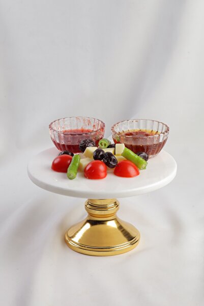 MERALP Presenting Gold Real Marble Cake Presentation, Metal Profile Handle