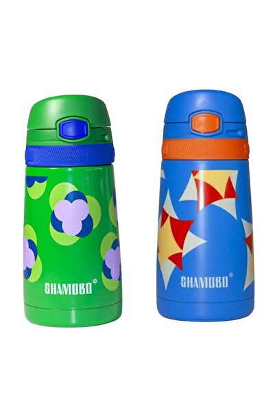 Shamobo 350 Ml Stainless Steel Children's Water Bottle with Straw Vagonlife (Set of 2)