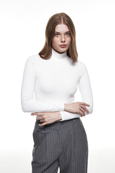 Quzu Turtleneck Bodysuit White