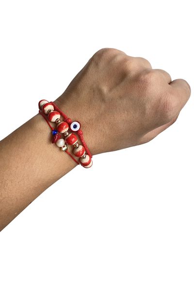 TAKI BY EKİN New Year's, Red 3-Piece Combination Bracelet