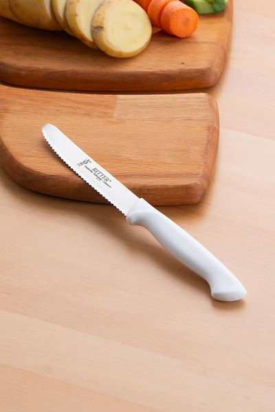 Solingen Ritter White Stainless Steel Knife Set - Solingen Serrated, Vegetable and Chopping Knife, 1 Person