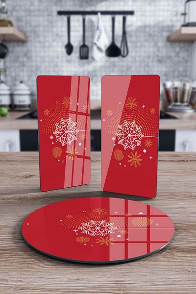 Decovetro Red Round Plate Set of 3 - Glass Presentation Service