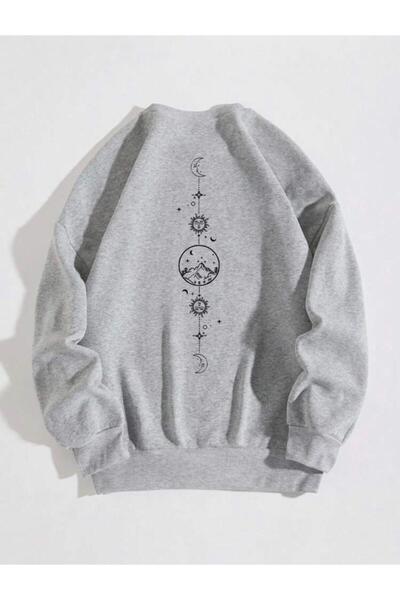 Adrift MABS Unisex Місяць Сонце Земля Світловий принт на спині Світшот