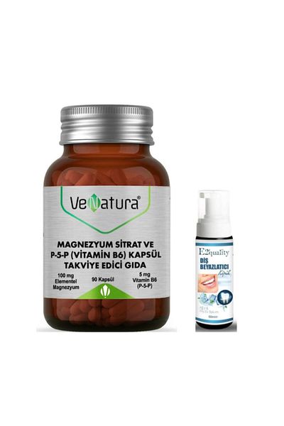 VeNatura Magnesium Citrate and P5P - 90 Capsules Whitening Teeth Gift Foam