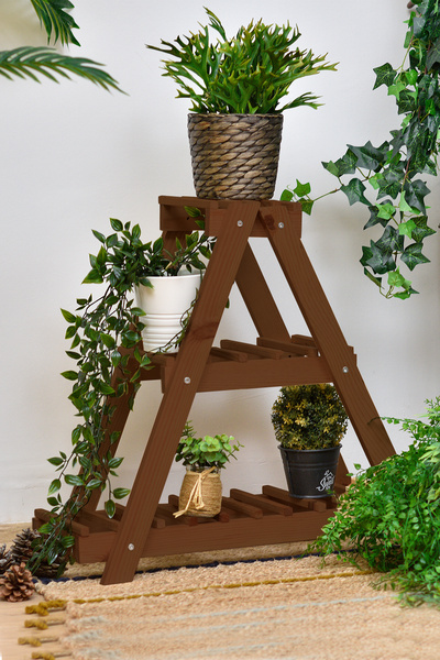 Grootland Ahşap Çiçeklik Saksı Standı Ceviz