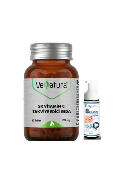 VeNatura SR Vitamin C 1000 mg - 30 Tablets Supplementary Food, Teeth Whitening Foam Gift