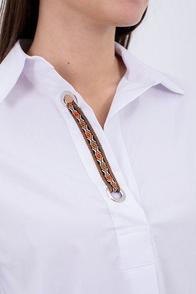 Cliche Women's Shirt with Bird Eye Detail on Collar.