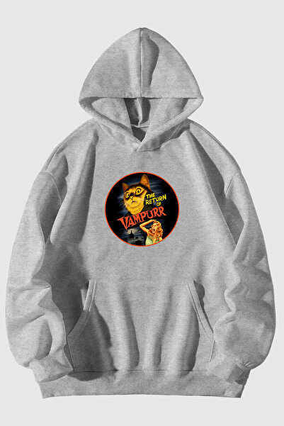 Tarzsokak Unisex Vampur mačka Štampano Siva Kengur džep Sa kapuljačom Dukseri...